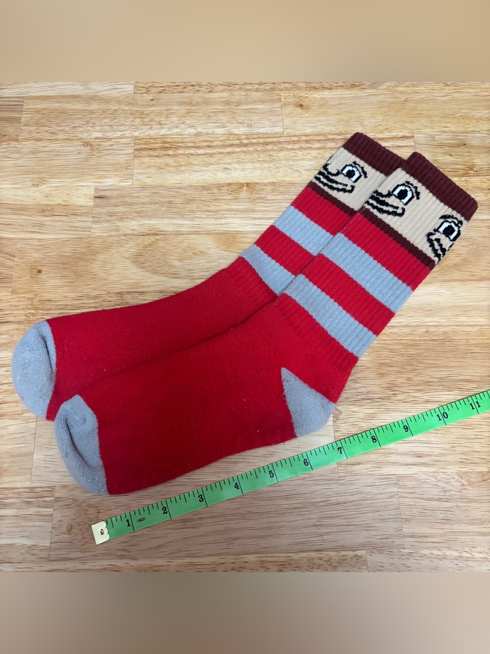 Brutus Buckeye Red & Gray Striped Novelty Crew Socks - Men's